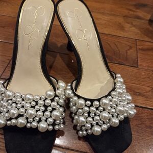 Jessica Simpson Black Pearl Embellished Heels